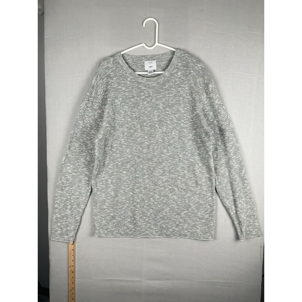 1897 Womens Sweater XL Gray Knit Crewneck Long Sleeve Cotton Blend